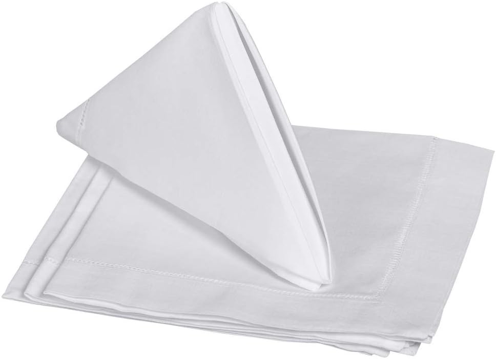 Servilletas de lino de 24 x 24 pulgadas, juego de 4 servilletas de tela blanca, lavables, servilletas de tela blanca, servilletas de tela para mesa