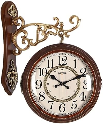 Reloj de pared europeo retro silencioso para sala de estar, reloj de pared americano, mecanismo de doble cara, decoración del hogar, DF50WC, fácil