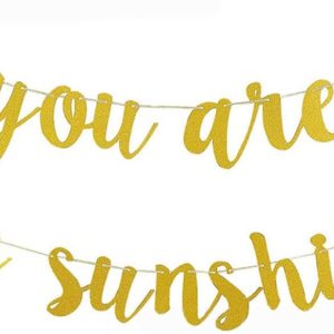 Juego de 2 banderines dorados con purpurina You Are My Sunshine para niños, fiesta de cumpleaños, revelación de género, fiesta de baby shower, Juego de 2 banderines dorados con purpurina You Are My Sunshine para niños, fiesta de cumpleaños, revelación de género, fiesta de baby shower,