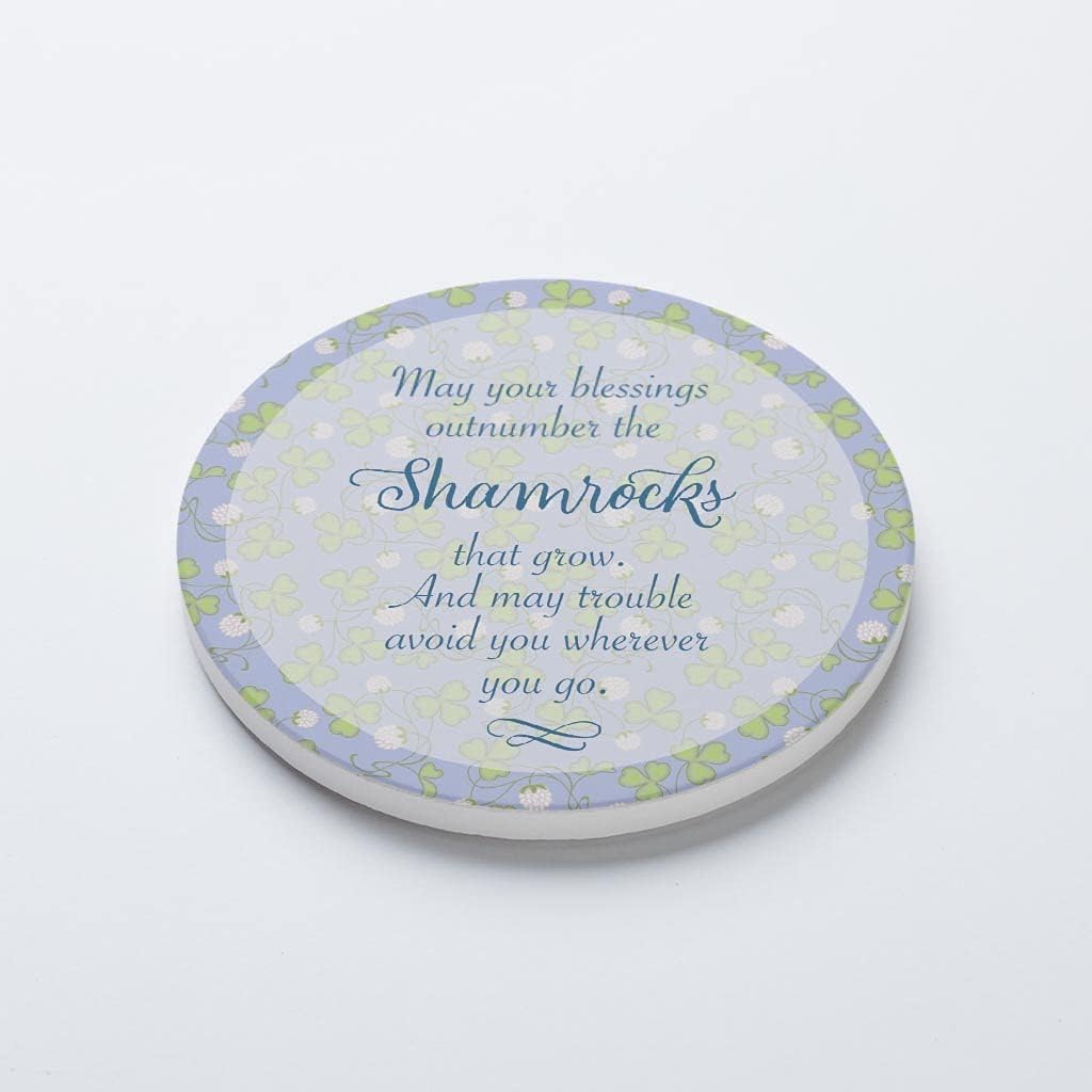 Irish Blessing, Joyride Home Decor – Posavasos de cerámica individual, portavasos circular individual de 4 pulgadas, parte trasera de corcho