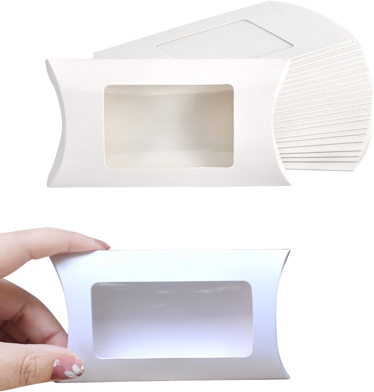 40 mini cajas de embalaje de papel blanco con ventana transparente, caja de embalaje de regalo para panadería, dulces, chocolate, joyas, exhibición,