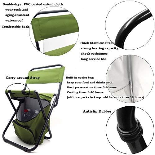 HTTMT Taburete de silla de mochila multiusos con bolsa más fresca Senderismo Pesca Camping Picnic Número de artículo ET-Seat002