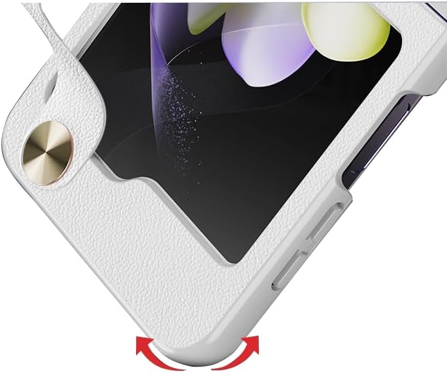 Funda con correa de muñeca para Galaxy Z Flip5, cuero clásico sobre duro a prueba de golpes, PC con pulsera ajustable, funda de protección para