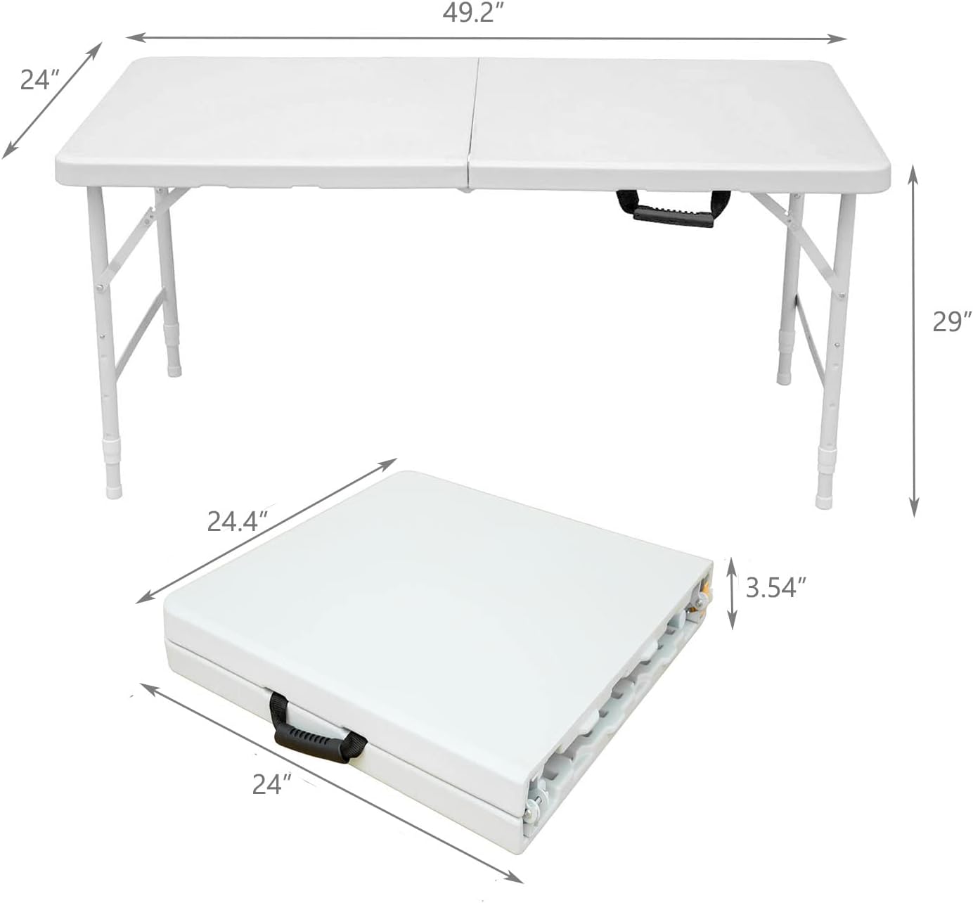 ICSPOID Mesa plegable de plástico portátil de 4 pies6 pies8 pies, mesa de comedor de picnic blanca y negra, plegable por la mitad para campamento,
