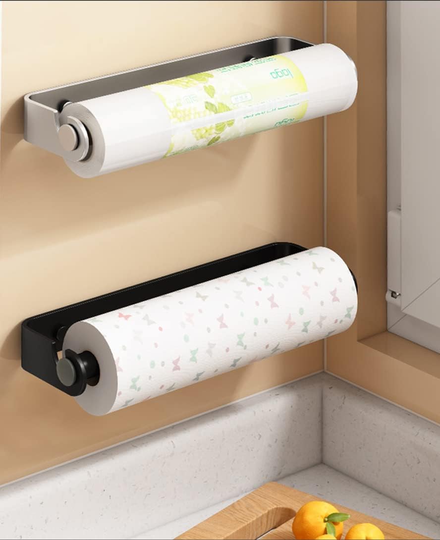 YOTWENK Paquete de 2 soportes para toallas de papel debajo del gabinete para cocina, soporte de pared para toallas de papel, soporte de rollo de