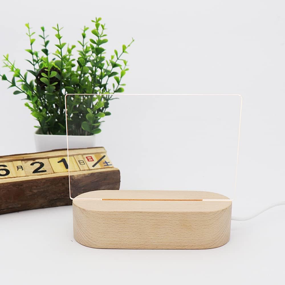 Base de pantalla de luces LED, base de lámpara LED de madera para grabar, interruptor de cable USB, luz nocturna moderna, lámpara de noche LED