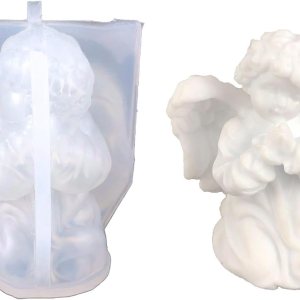 Surakey Moldes de silicona de alas de ángel, molde de resina epoxi tallada en 3D, molde para velas de estatua pequeña tallada en 3D, para hacer Surakey Moldes de silicona de alas de ángel, molde de resina epoxi tallada en 3D, molde para velas de estatua pequeña tallada en 3D, para hacer