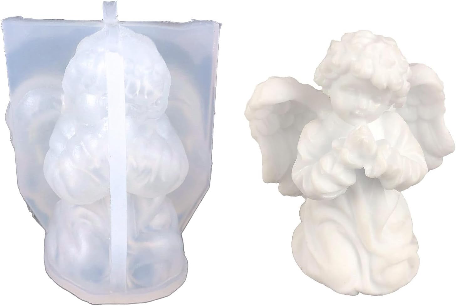 Surakey Moldes de silicona de alas de ángel, molde de resina epoxi tallada en 3D, molde para velas de estatua pequeña tallada en 3D, para hacer