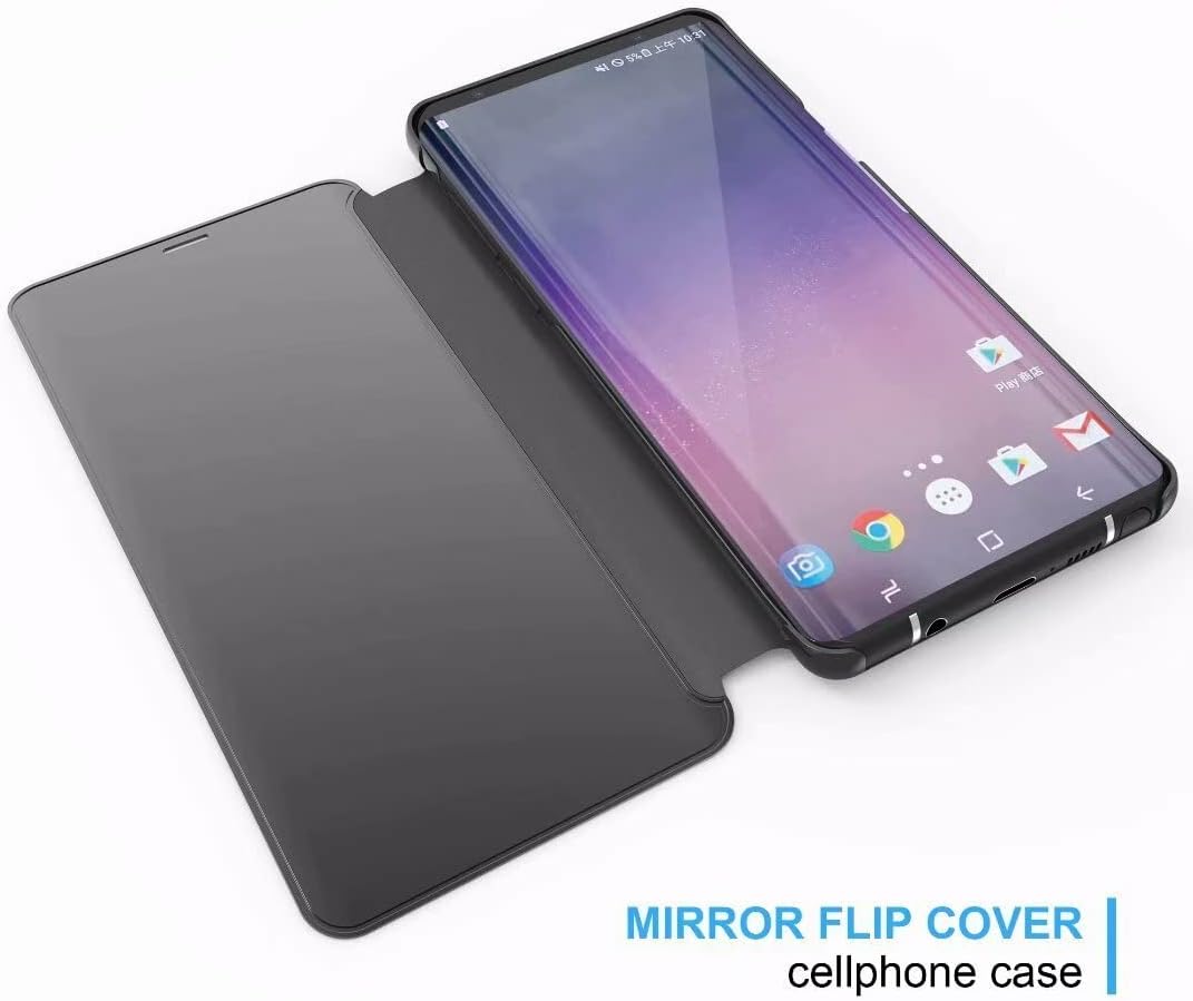 Omorro Funda para Galaxy S23 Ultra Luxury Clear View Electroplate Mirror Maquillaje Diseño Flip Wallet 360 Cuerpo Completo Protección de Pantalla