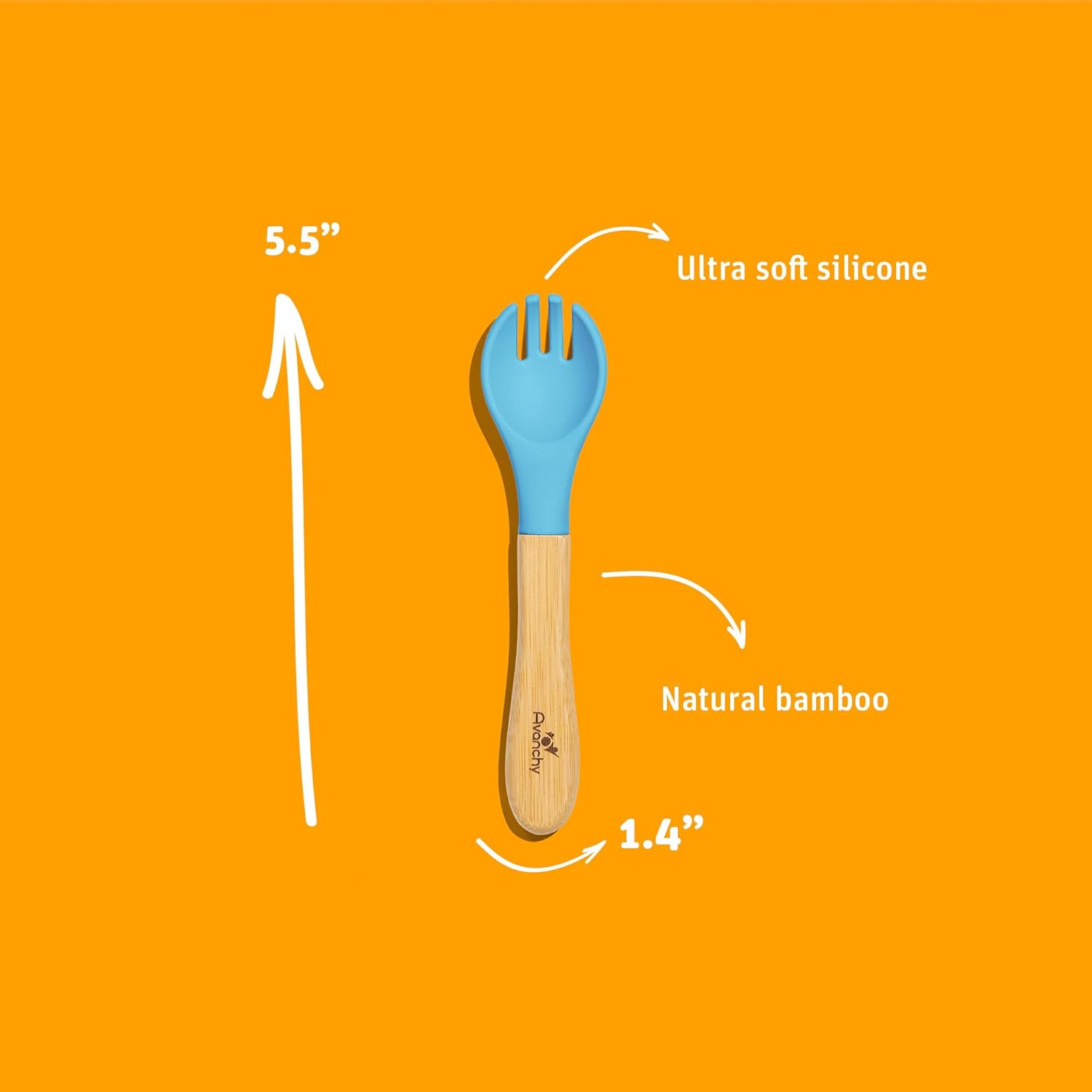 Avanchy Juego de tenedores para bebé, utensilios de bambú y silicona, cubiertos de destete LED para bebés, cubiertos de cubiertos para niños