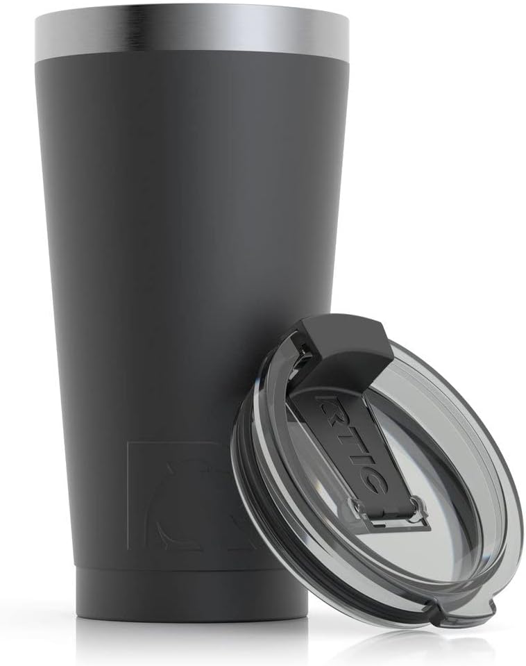 RTIC Pint – Vaso aislado de acero inoxidable de 16 onzas para café, cóctel congelado, bebida, taza de viaje de té con tapa, a prueba de derrames,