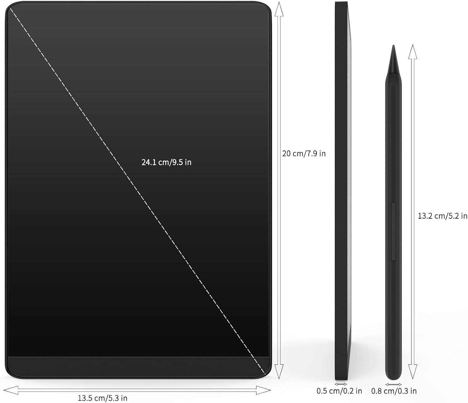 DEEBYCOO Tableta de escritura LCD, bloc de notas digital borrable de pantalla completa para niños y adultos, dibujar, dibujar y dejar mensaje, 9.5