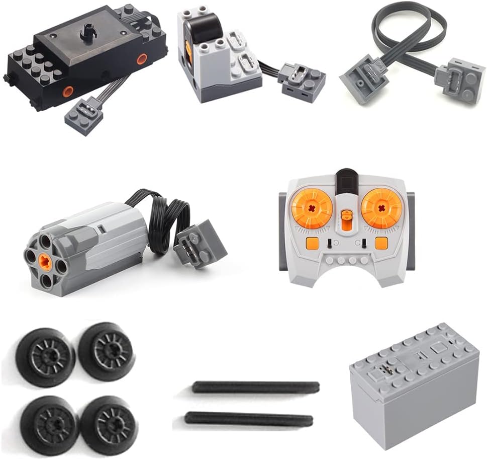 BRICK – Kit de motor de tren, 12 piezas de funciones de potencia técnicas, juego de motor compatible con Lego, accesorios de motor de velocidad