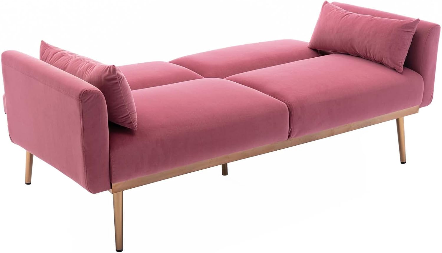 TMEOSK Sofá cama tipo futón convertible de terciopelo de 68 pulgadas con 2 almohadas, moderno sofá biplaza plegable, sofá reclinable para sala de