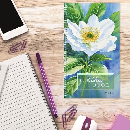White Flowers – Libreta de direcciones de por vida, 72 páginas, número de teléfono de cubierta suave y guardián de direcciones