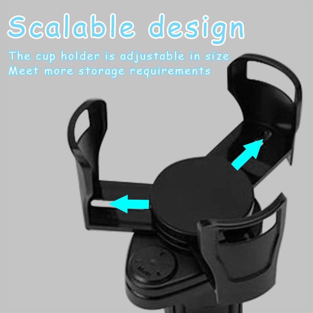 Expansor de portavasos para automóvil, expansor de portavasos grande para automóvil, portavasos multifuncional con base ajustable giratoria de 360,