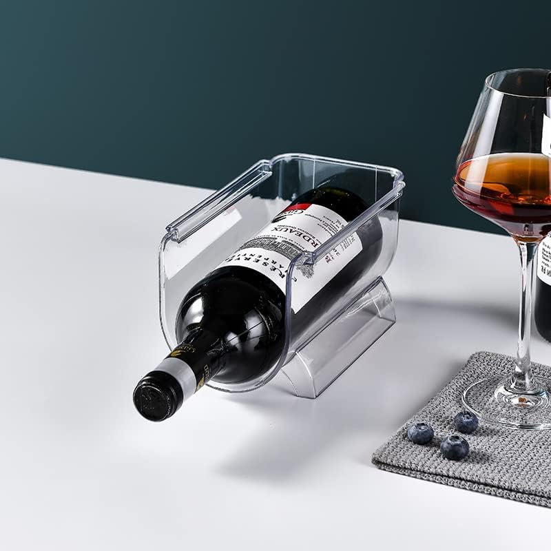 OKITCHEN Juego de 4 estantes de vino para refrigerador, organizador de almacenamiento de botellas de agua para gabinete, estante apilable para