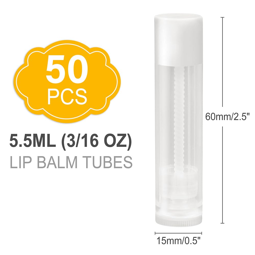LotFancy Tubos de bálsamo labial con bandeja de llenado y espátula, 50 unidades de 0.2 fl oz (316 onzas) recipientes de bálsamo labial transparentes