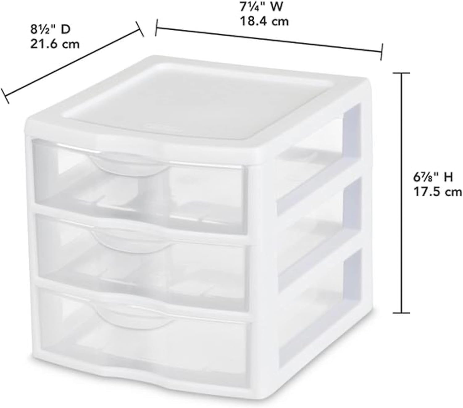 Sterilite Clearview – Unidad de almacenamiento de escritorio de plástico multiusos de 3 cajones para el hogar, aulas u espacios de oficina, color