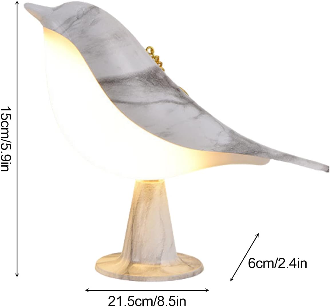 Lámpara de mesa con control táctil de mesita de noche, lámparas de aroma, con forma de pájaro, lámpara de escritorio LED con puerto de carga USB, 3