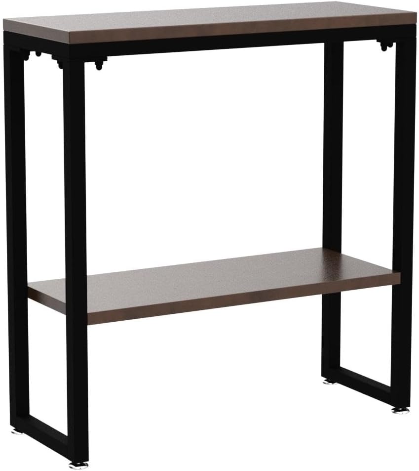 Mesa consola de 2 niveles, mesa angosta, estante de mesa lateral estrecho, estante independiente con estantes de almacenamiento para sala de estar,