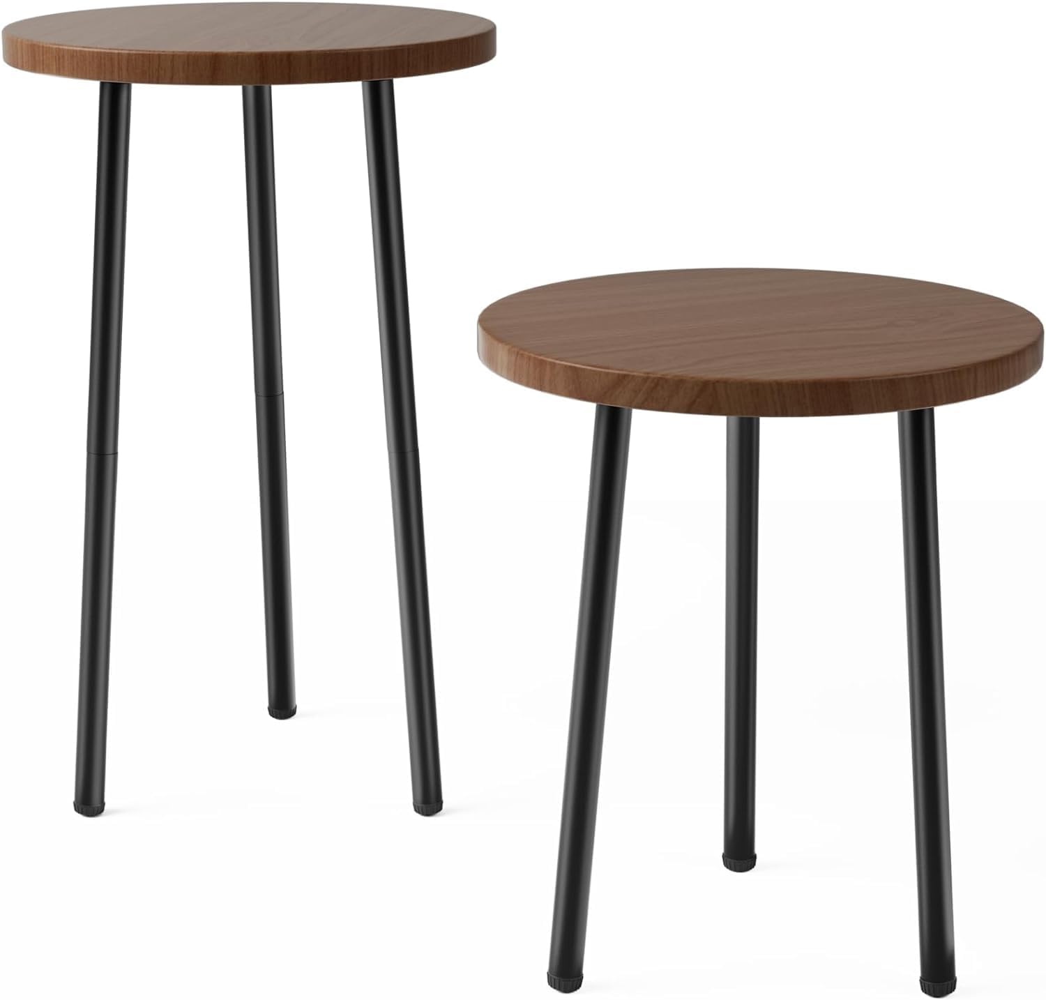Paquete de 2 soportes para plantas, soporte alto de madera de metal para interiores, mesa auxiliar redonda pequeña junto al sofá, estantes de