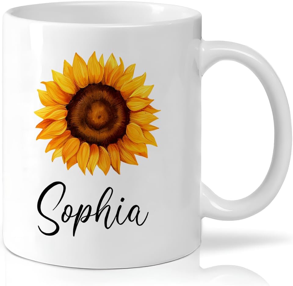 Regalo personalizado para amantes de los girasoles, taza de café de girasol, taza de té de girasol, regalos de girasol para ella, regalos de