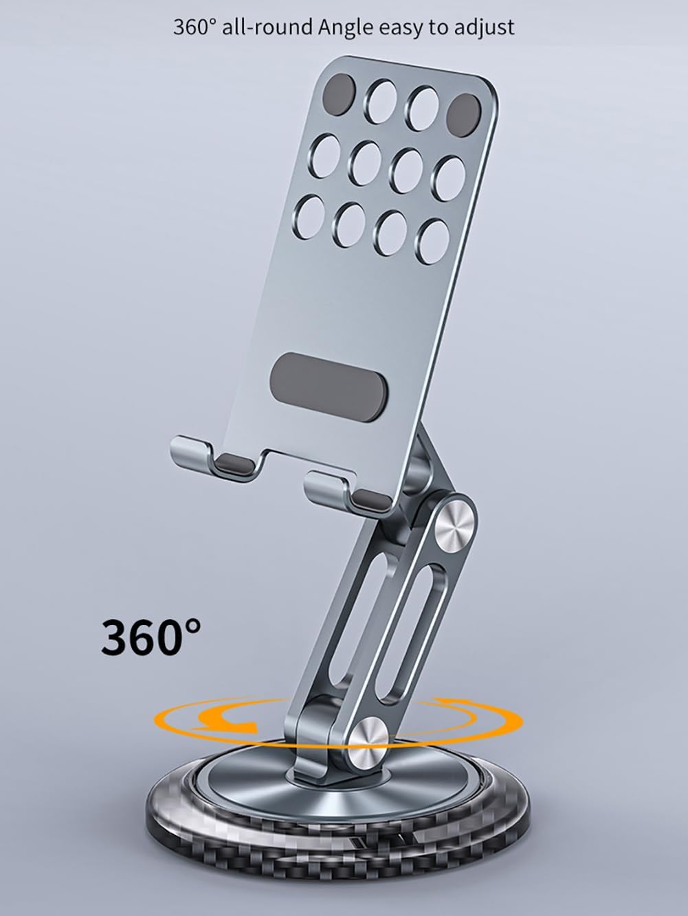 WYYHAA Aluminum Foldable Phone Stand for Desk with Carbon Steel Base, Fully Adjustable Foldable Desktop Phone Holder Cradle Dock Compatible with