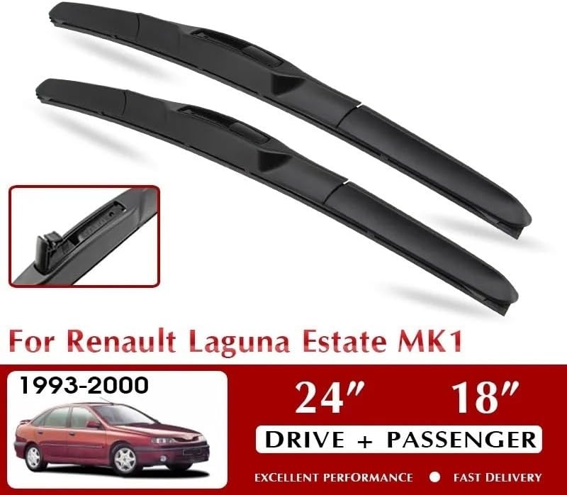 Wiper Car Wiper Blades Compatible with Peugeot Laguna Estate MK1 1993-2000 Windshield Windscreen Front Window Accessories 24″+18″ (Color  Right