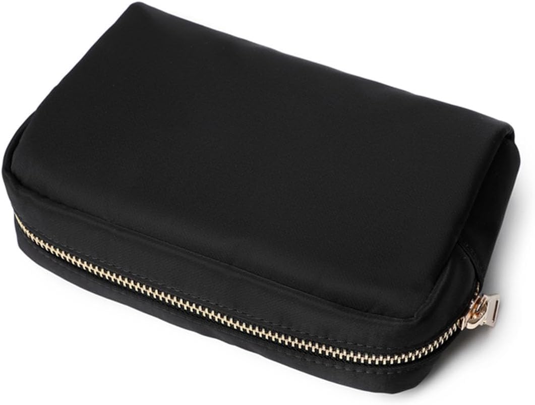 YONBEN Bolsas de cosméticos – Bolsos de mano elegantes y versátiles para tus artículos esenciales de belleza, Negro (black Nylon), Sencillo