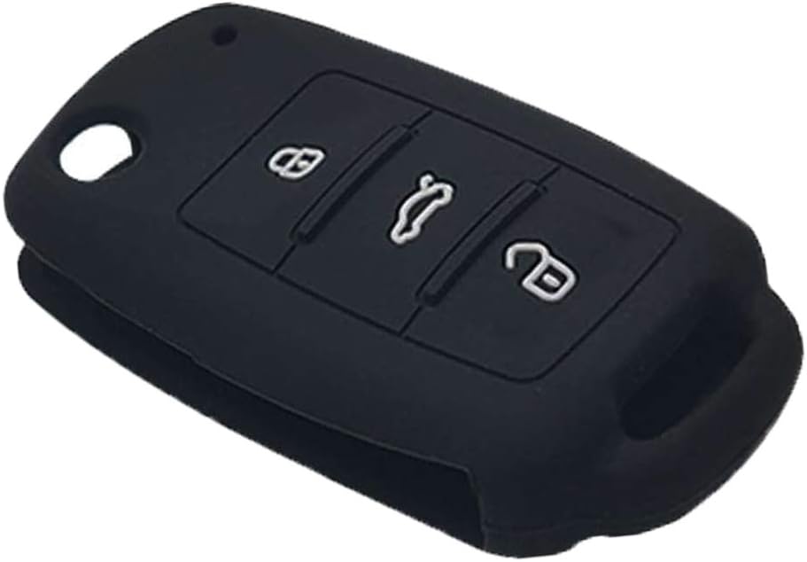 Funda protectora de silicona con 3 botones para llavero VW Volkswagen Jetta GTI Passat Golf Tiguan Touareg Beetle, color negro
