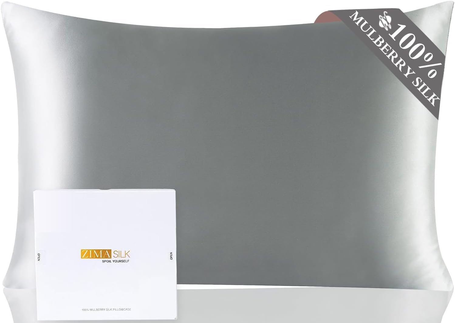 ZIMASILK Funda de almohada de seda de morera 100 % pura para cabello y piel, con cremallera oculta reforzada, más suave y duradera, seda de alta