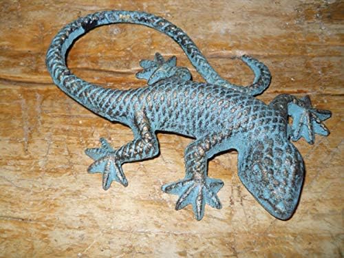 NA para un lote de 2 estatuas de jardín de lagarto verde de hierro fundido, Gecko Western Ranch decoración del hogar, proveedor de Veryn para