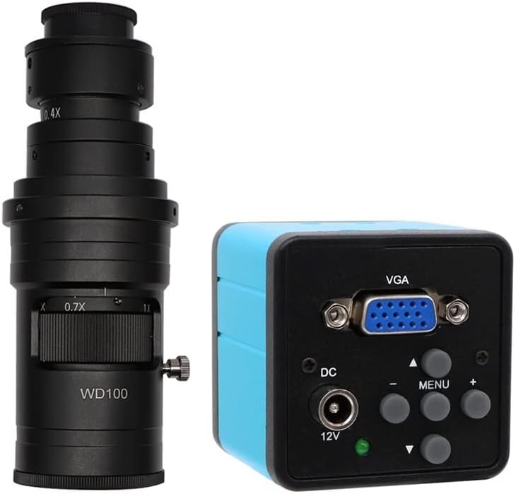 Accesorios para microscopio de laboratorio, cámara de microscopio VGA, aumento ajustable, zoom de montaje en C, microscopio LED, anillo de luz
