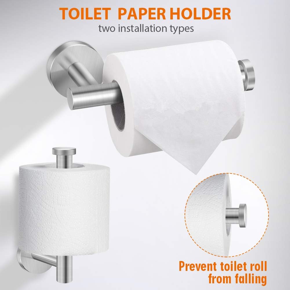 Tudoccy Juego de 5 piezas de accesorios de baño de acero inoxidable SUS304 de níquel cepillado redondo montado en la pared, incluye barra de toalla