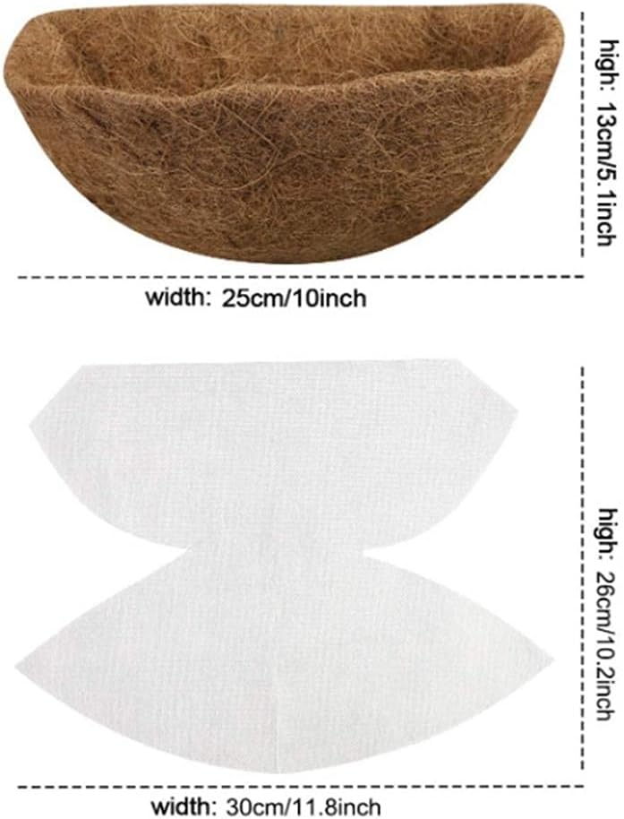 2 piezas de cestas colgantes de coco para maceta, tapete de cesta de flores, semicírculo de fibra de coco de repuesto para maceta de jardín