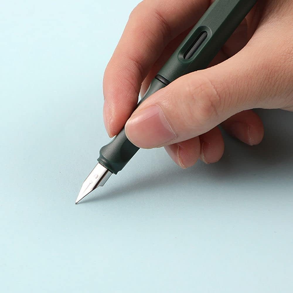 Pluma estilográfica de plástico vintage azul esmerilado rojo verde EF F plumín papelería caligrafía pluma firma oficina suministros escolares