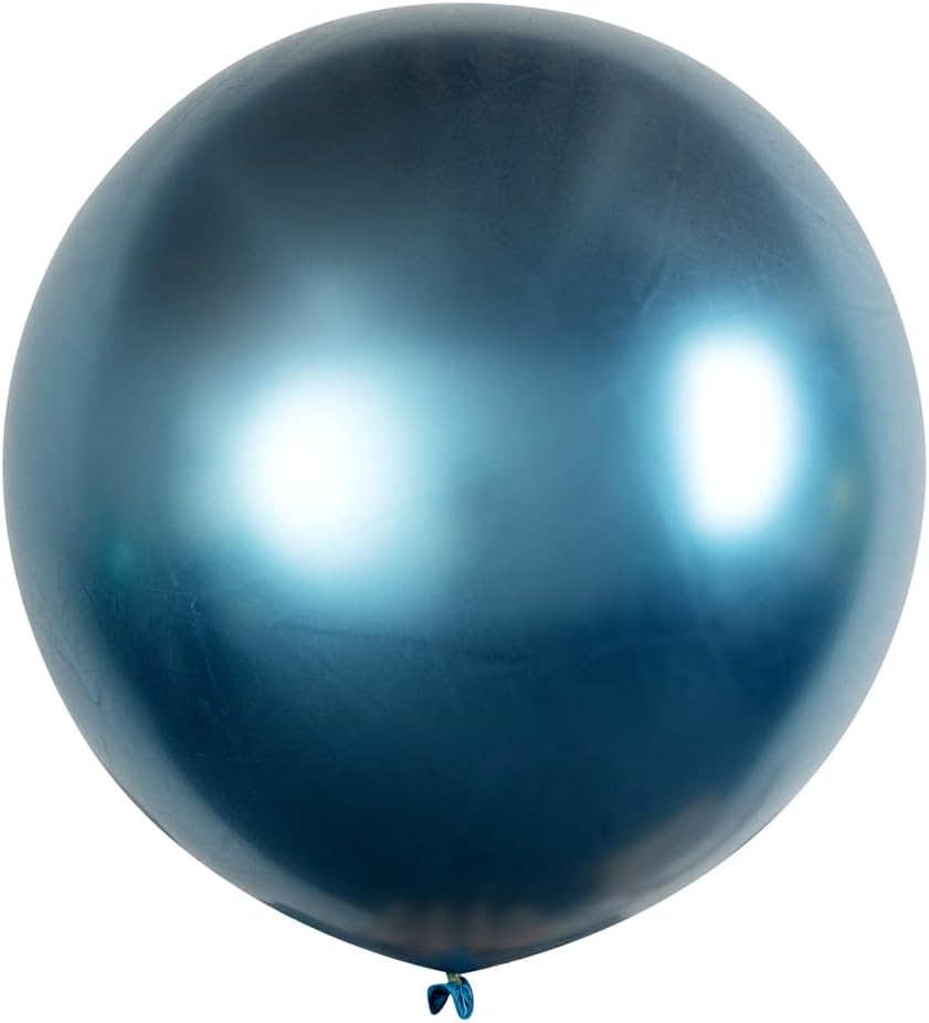 Balloonify – Globos gigantes de 36 pulgadas, 10 globos gruesos, látex fuerte, relleno de helio o aire, globos redondos gigantes azules metálicos,