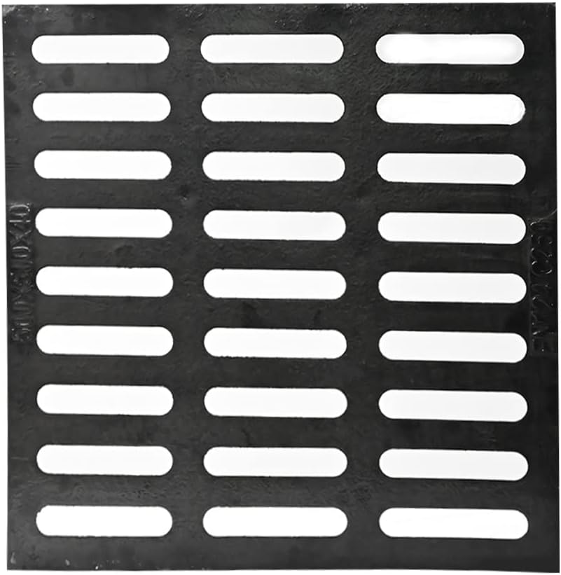 lesolar Rejilla de drenaje de hierro fundido, rejillas de drenaje de canal de 19.7 pulgadas de largo x 19.7 W, rejilla de alcantarillado de clase,
