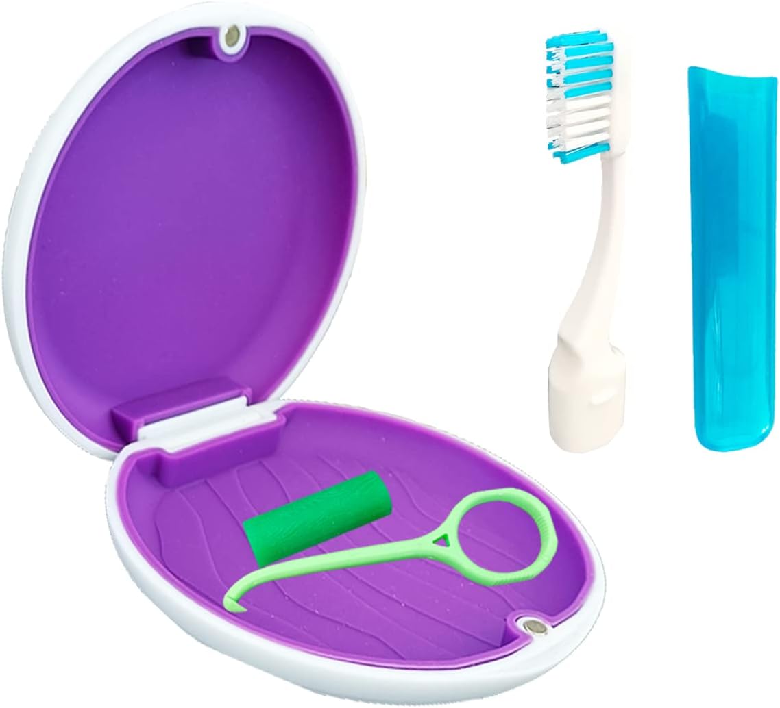 Alliph – Estuche de retención delgado para viaje, protector bucal, cierre magnético, resistente al agua, con 1 herramienta de extracción, 1