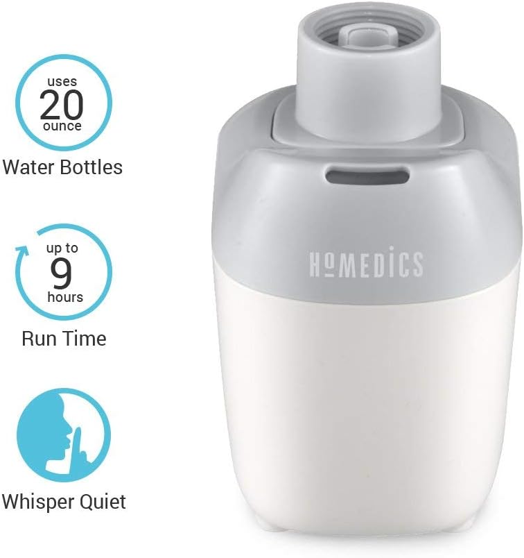 Homedics Humidificador portátil ultrasónico  Humidificadores de aire pequeños para dormitorio, plantas, oficina, viajes  Humidificadores de niebla