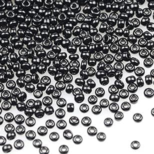 Tamaño 120 – Cuentas de semillas de vidrio para manualidades de 0.079 in, cuentas negras para fabricación de joyas (en total alrededor de 3.53
