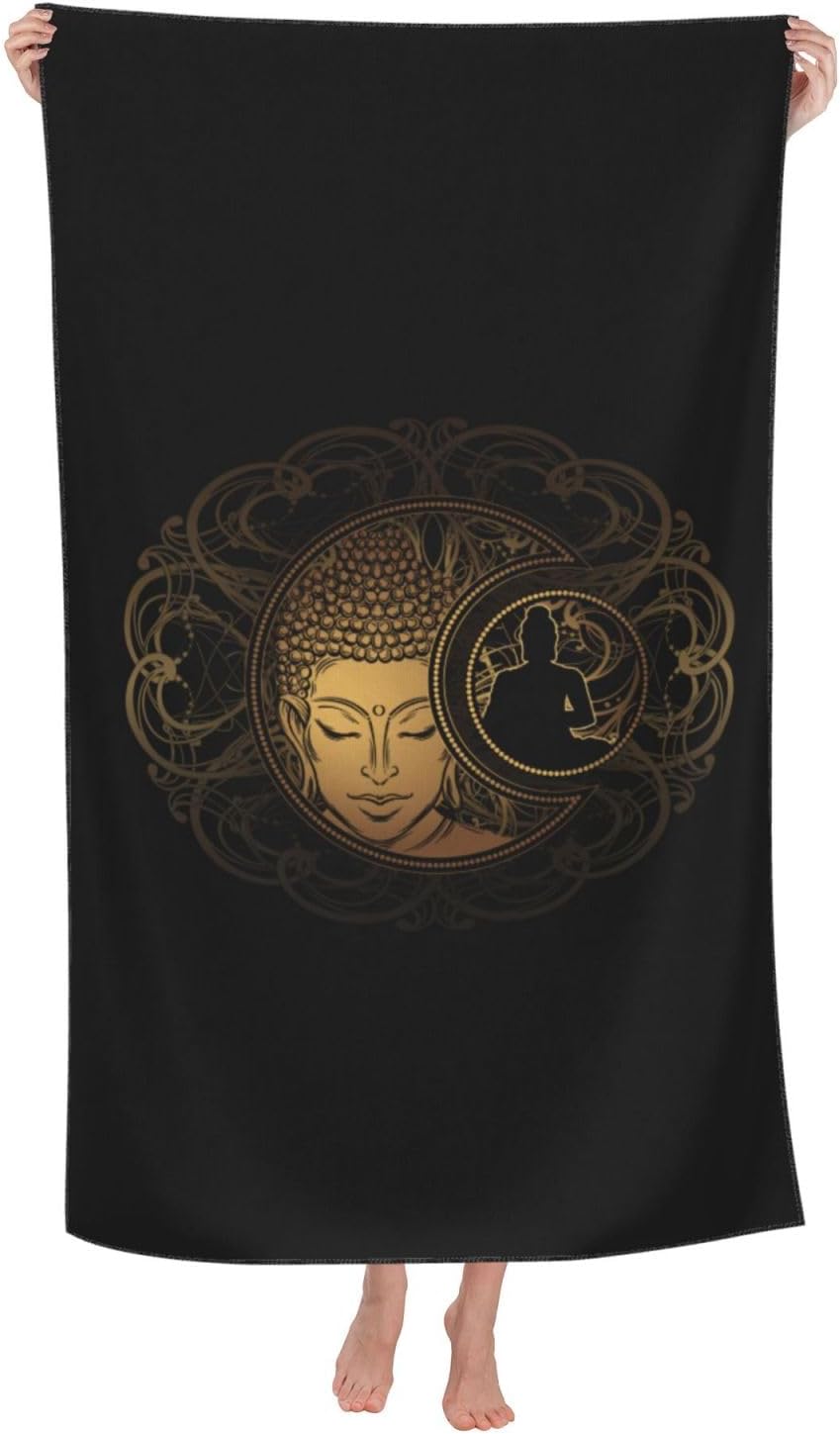 New Moon and Sun Buddha – Toalla de playa grande de algodón grueso de felpa, toallas de playa para adultos