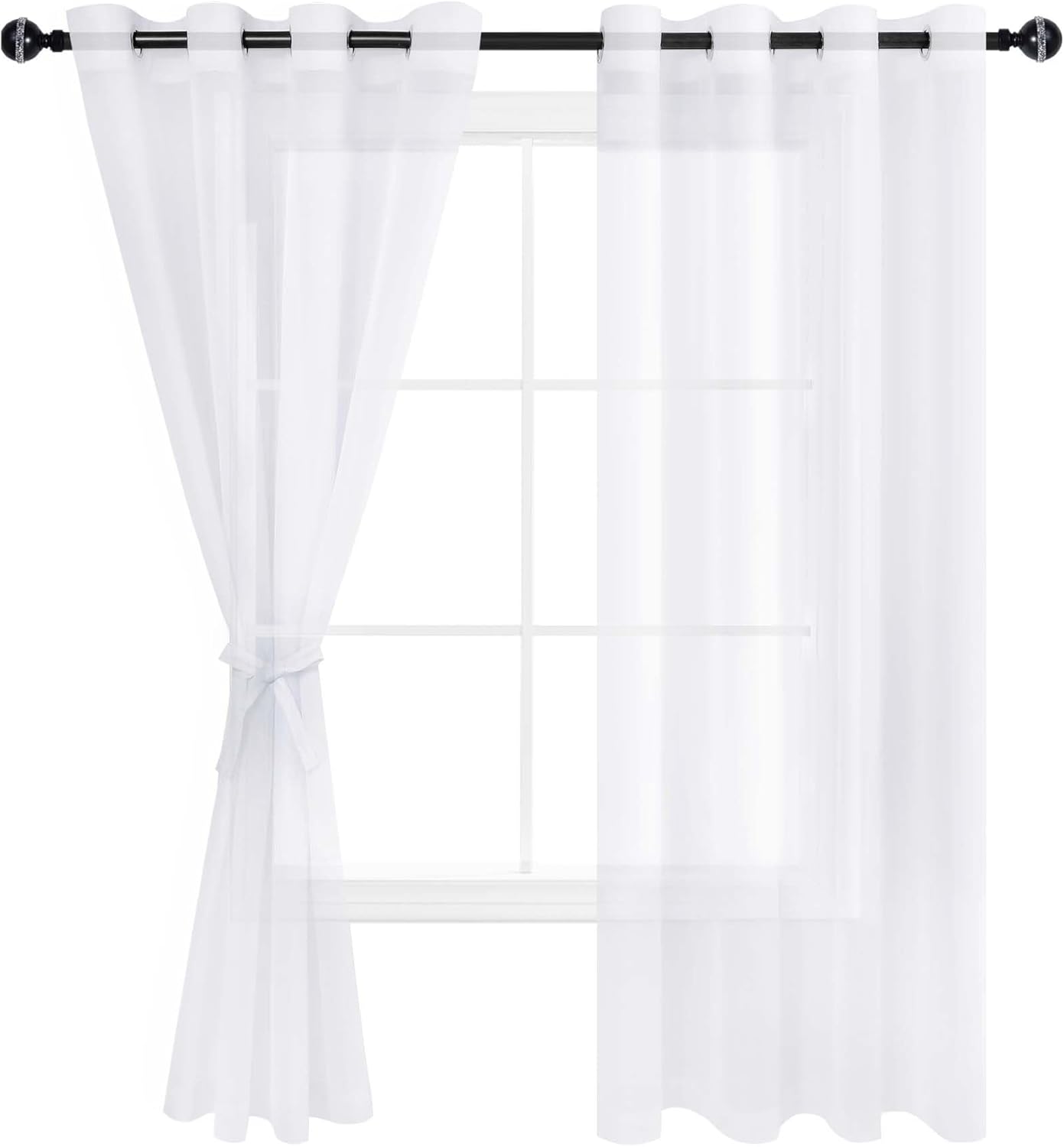 Hiasan – Cortinas traslúcidas de gasa ligeras transpirables filtrantes de luz cojales y alzapaños pventana, dormitorio, sala estar, guardería, casa