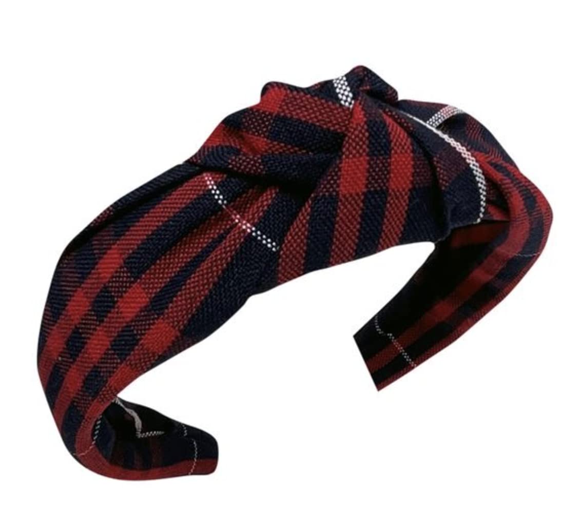 1.25″ Knotted Headband in School Uniform Plaid-Padded headband-Knot at Top-Uniform Headband (Plaid 36- Hamilton)