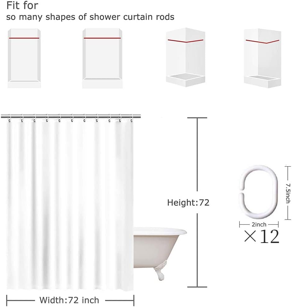 Cortina de ducha de arco iris, lavable para niños, bonita cortina de ducha impermeable de tela de poliéster con 12 ganchos, decoración de baño, 72 x
