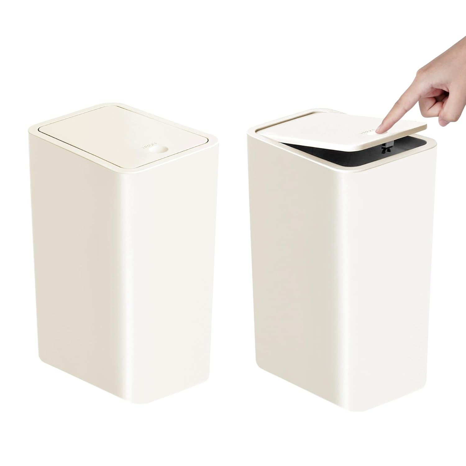 Basurero de baño con tapa, cubo de basura delgado de 10 litros2.6 galones, cesta de basura pequeña con tapa desplegable para cocina, dormitorio,