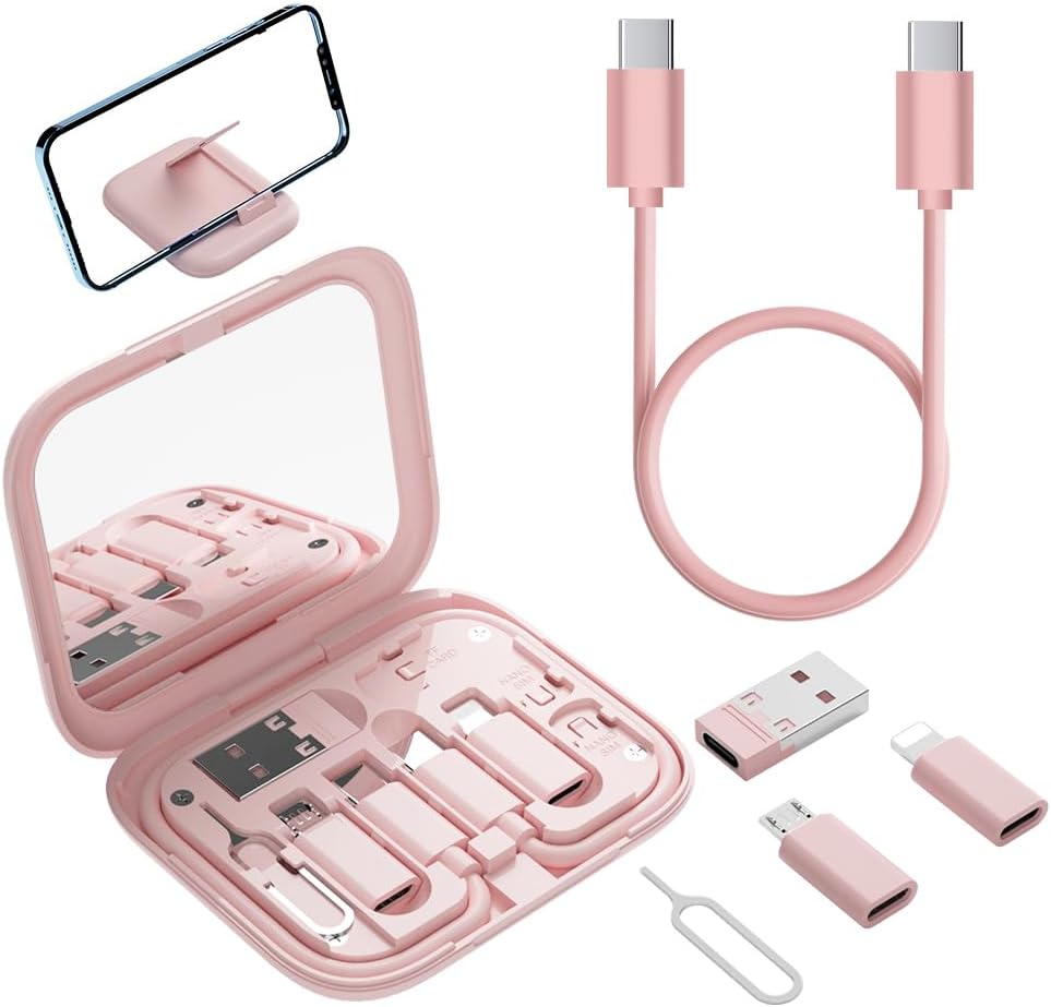 YANZIE Adaptador USB-C a USB, caja de cable USB C a iluminación contiene espejo de maquillajecable USB CMicro USB a USB CUSB A a USB C, adaptadores