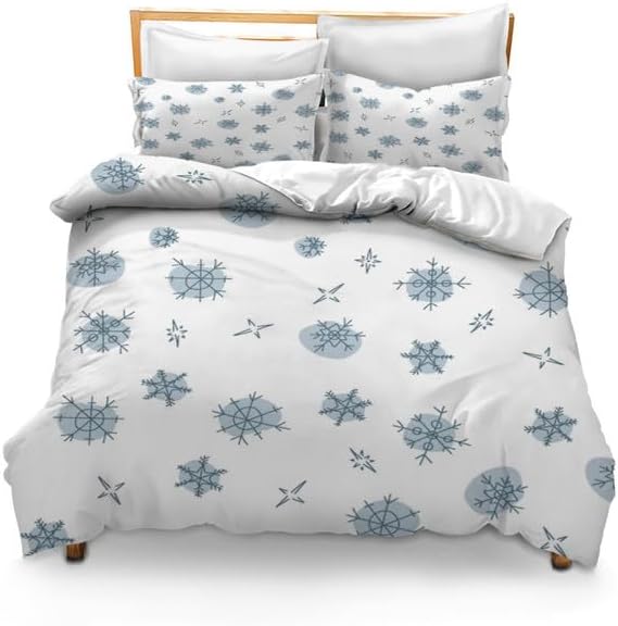 Duvet Cover Set Full Size Christmas Theme Merry ChristmasChristmas TreeBells Pattern Holiday Season Luxury Reversible Bedding Set Comforter Cover(1