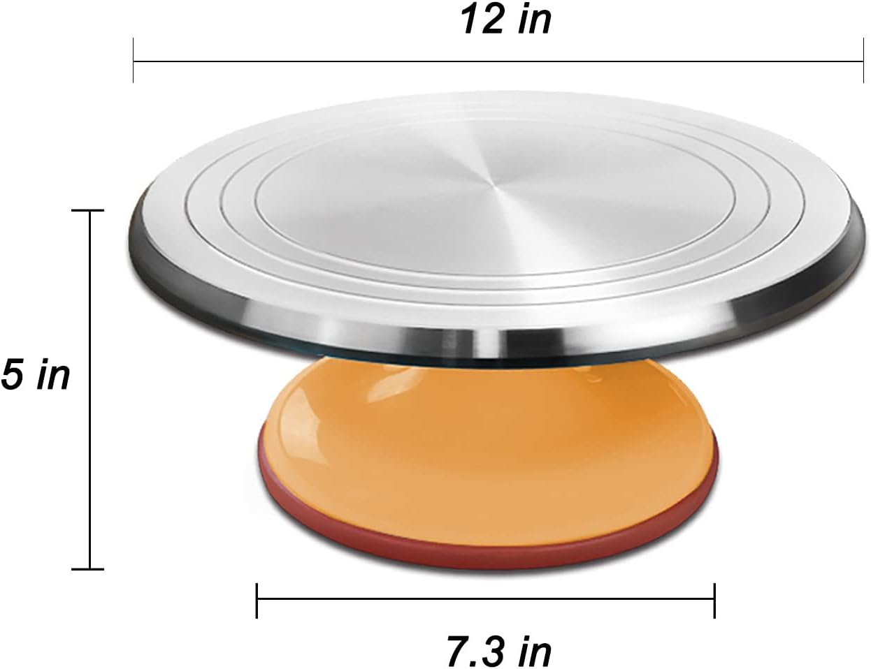 Soporte giratorio de aleación de aluminio para tartas de 12 pulgadas, plato giratorio de aluminio resistente con parte inferior de silicona